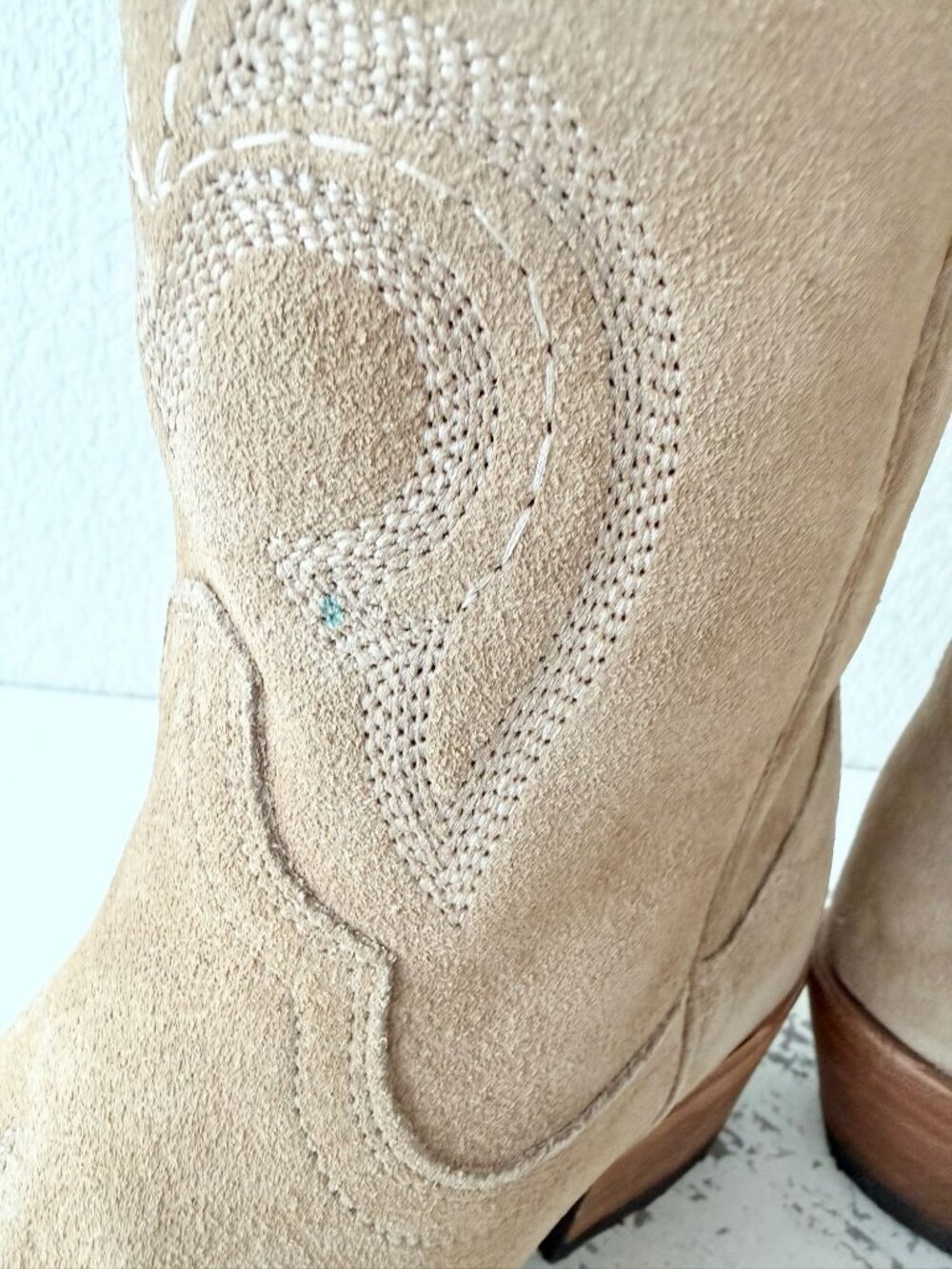 Lane SQUASH BLOSSUM Latte Suede Cowboy Boots Western Cowgirl Mid Calf Size 8 - Picture 7 of 12